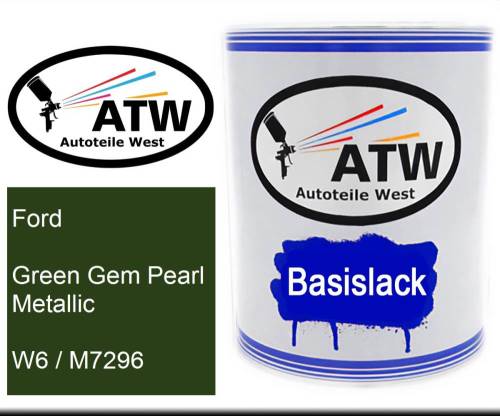 Ford, Green Gem Pearl Metallic, W6 / M7296: 1L Lackdose, von ATW Autoteile West.